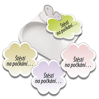 Visačka čtyřlístek 12ks mix Štěstí na počkání