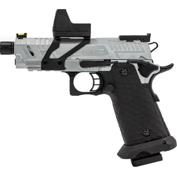 Airsoftová zbraň Vorsk Airsoftová pistole Hi-Capa Vengeance Compact s kolimátorem, GBB - stříbrná