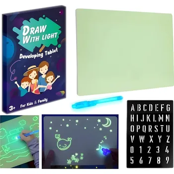 Magnetická kreslící tabulka IZMAEL Světelná tabulka na kreslení s LED perem A5 zelená