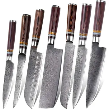 Kuchyňský nůž Sada damaškových kuchyňských nožů KA 20050 Hnědá