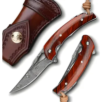 IZMAEL Damaškový lovecký skládací nůž HARAHU TA 29049 Hnědá 7.5 cm