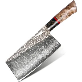 Kuchyňský nůž IZMAEL Damaškový kuchyňský sekáček HARAHU TO 26687 Hnědá 18.9 cm