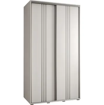 Šatní skříň Šatní skříň s posuvnými dveřmi DAVOS 6, 140cm | Bílá / stříbrné pojezdy