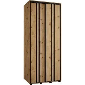 Šatní skříň Šatní skříň s posuvnými dveřmi DAVOS 6, 120cm | DUB Artisan / černé pojezdy