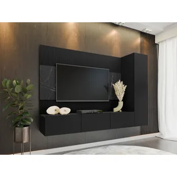 Obývací stěna Obývací stěna Cypria VI, Barva dřeva: černá / černá + černý mramor MIRJAN 5903211429200