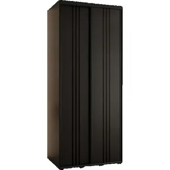 Šatní skříň Šatní skříň s posuvnými dveřmi DAVOS 6, 120cm | Černá / černé pojezdy