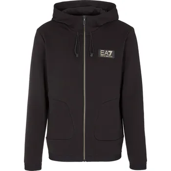 Pánská mikina Pánská Mikina EA7 TRAIN GOLD LABEL M HOODIE FZ 3RPM30PJFAZ1200 – Černá S