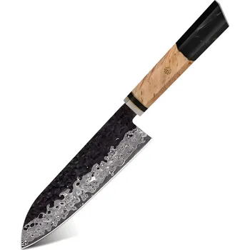 Kuchyňský nůž IZMAEL Damaškový kuchyňský nůž AI 37324 Santoku/Černá 16.5 cm