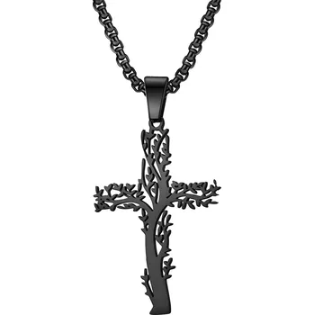 Náhrdelník IZMAEL Náhrdleník Tree Cross Černá KP34111