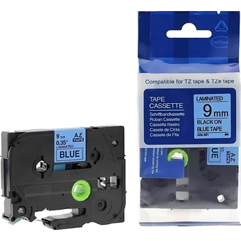 Pásek do tiskárny Kompatibilní Páska Brother TZe 521 / TZ 521 9mm x 8m – Černá Tisk/Modrý Podklad