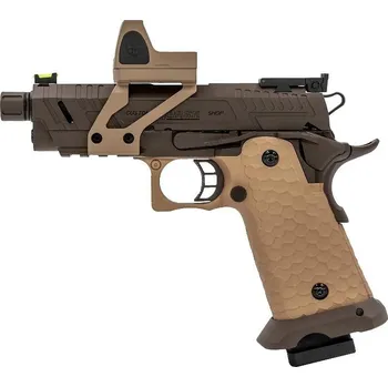 Airsoftová zbraň Vorsk Airsoftová pistole Hi-Capa Vengeance Compact s kolimátorem, GBB - černo-TAN
