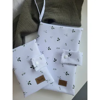 Obal na doklad Malá sada olive (plenkovník + obal na očkovací průkaz)