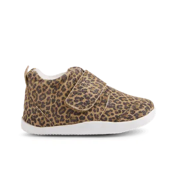 Dívčí zimní obuv Barefoot dětské zimní capáčky Bobux - Rover Arctic Leopard Shimmer hnědé třpytky Velikost: 21