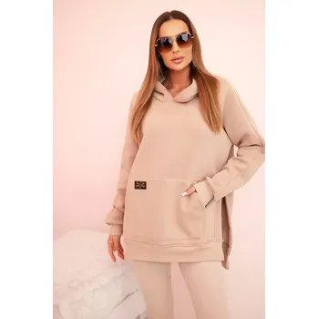 Polski Dámská bavlněná souprava s kapucí a legíny s vysokým pasem béžová Polski krémová 3405872