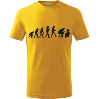 Pánské tričko ON-DESIGN Tričko s potiskem EVOLUCE Velikost: XS, Barva: žlutá