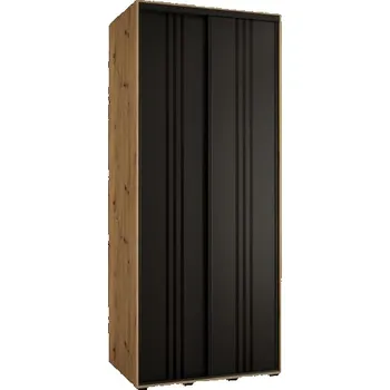 Šatní skříň Šatní skříň s posuvnými dveřmi DAVOS 6, 120cm | DUB Artisan / černá / černé pojezdy