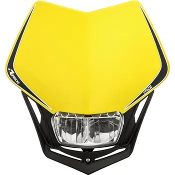 Osvětlení pro motocykl UNI přední maska včetně světla V-Face FULL LED, RTECH (žlutá/černá)