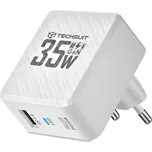 Techsuit Síťová Nabíječka – GaN, USB, Type C, Rychlé nabíjení, PD35W – Bílá