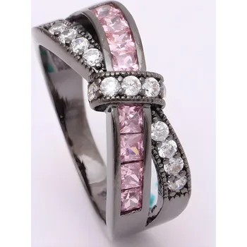 Prsten IZMAEL Prsten DI 2312 Černá/Růžová KP2312 49,3mm KP2312