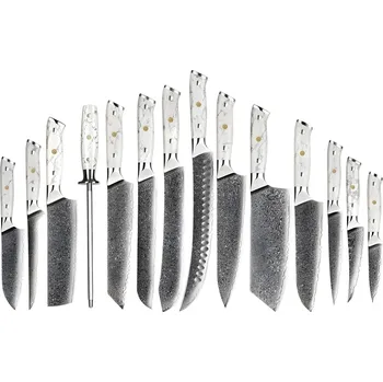 Kuchyňský nůž Sada damaškových kuchyňských nožů YU 37538 Bílá