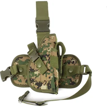 Airsoft AITAG Univerzální pistolové stehenní pouzdro s panelem a sumkami - Digital Woodland