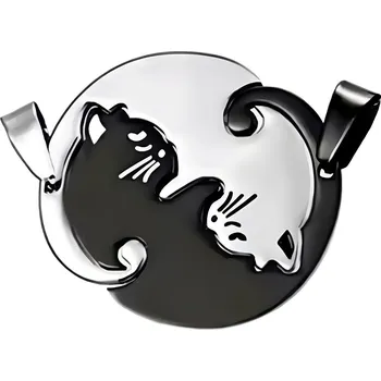 Přívěsek IZMAEL Přívěsek na řetízek Double Cat Circle/Černá KP34541