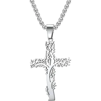 Náhrdelník IZMAEL Náhrdleník Tree Cross Stříbrná KP34110