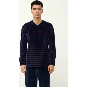 Pánské pyžamo Vamp Pánské sametové pruhované pyžamo 23700