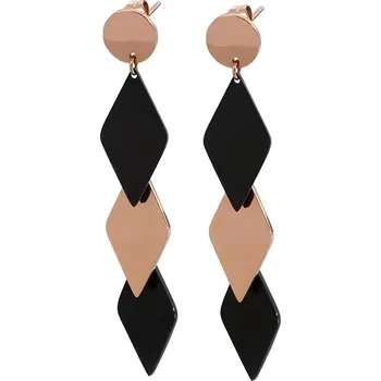 Náušnice IZMAEL Náušnice BI 15266 Zlatá/Růžová/Černá KP15266