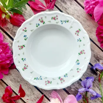 Talíř MARIE LOUISE talíř hluboký 23 cm, luční květy, Thun 1794 (Porcelánový talíř 1. jakost)