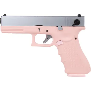 Airsoftová zbraň Raven Airsoftová pistole EU8, dávka, kovový závěr, plyn, blowback - stříbrná/růžová