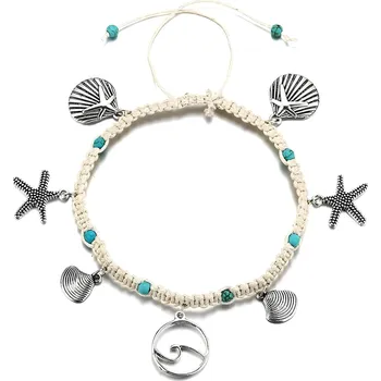 Náramek IZMAEL Náramek na nohu SE 27266 Bílá/Tyrkysová KP27266