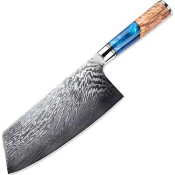 IZMAEL Damaškový kuchyňský nůž HA 18602 Big Cleaver/Modrá 18.5 cm