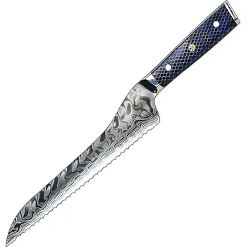 Kuchyňský nůž IZMAEL Damaškový kuchyňský nůž YU 37415 Bread/Modrá 25.5 cm