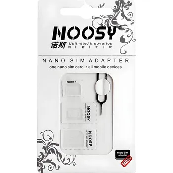 Noosy adaptér Nano Micro Sim 3v1 iPhone Set + klíč Bílá