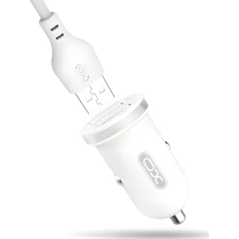 Telefonní příslušenství XO Autonabíječka s USB C Kabelem 2x USB 2,1A Bílá