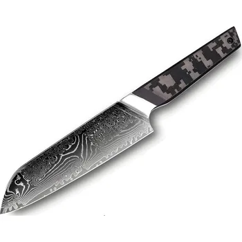 Kuchyňský nůž IZMAEL Damaškový kuchyňský nůž TA 37577 Santoku//Černá/Šedá 17.5 cm