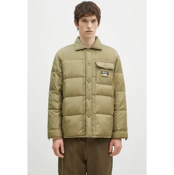 Péřová bunda Human Made Down Shirt Jacket pánská, zelená barva, přechodná, oversize, HM28JK035, M, 91X