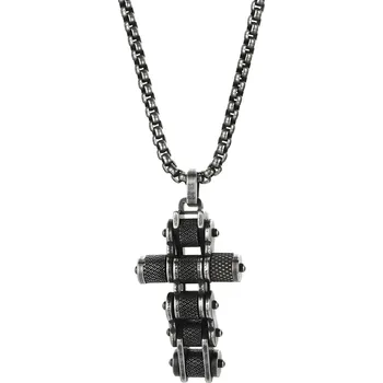 Náhrdelník IZMAEL Náhrdelník Chain Cross Černá/Stříbrná KP29313
