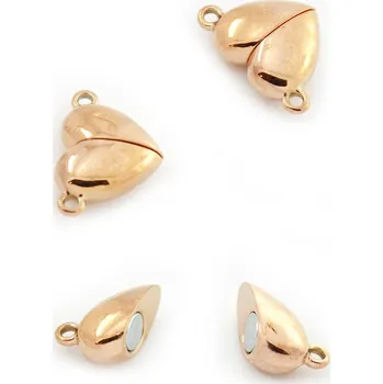 Materiál na výrobu šperku Magnetické zapínání Růžovo Zlaté srdce 11mm - 1Ks - 1Ks