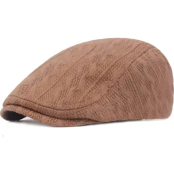 Čepice Pánský pletený baret Hnědá
