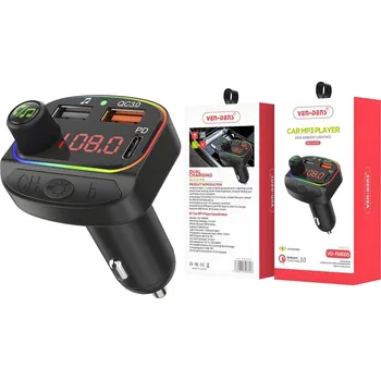 Autonabíječka a FM Přehrávač se 2 USB Porty + PD 18W Černá