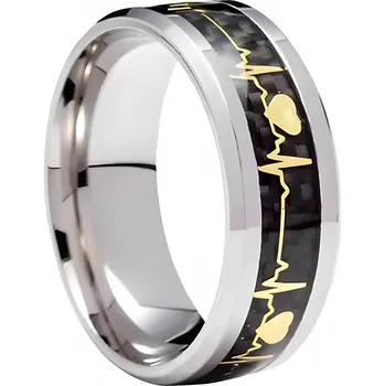 Prsten IZMAEL Prsten EKG Stříbrná/Černá KP31846 65mm KP31846