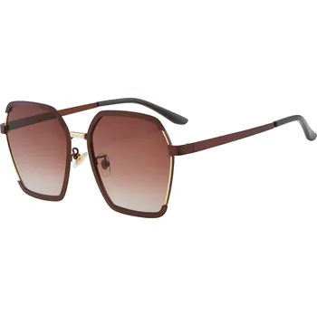 Sluneční brýle Techsuit Polarizované hexagonálové sluneční brýle Hnědá