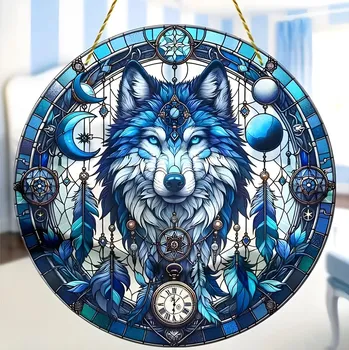 Lapač snů IZMAEL Lapač Slunce Wolf/Typ2 15cm x 15cm modrá