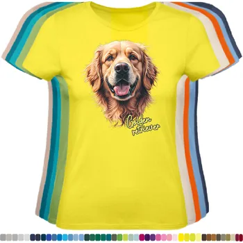 Dámské tričko damske-levne-bavlnene-tricko-digitalni-potisk-zlaty-retrivr Barva: Lemon - citronové, velikost: XS