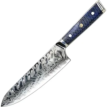 Kuchyňský nůž IZMAEL Damaškový kuchyňský nůž YU 37418 Chef/Modrá 20.7 cm