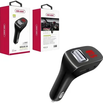 Car Charger Bluetooth FM Player s USB a Aux Portem – Černá
