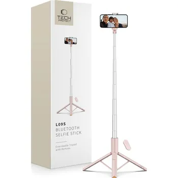 Selfie tyč TECH-PROTECT L09S BLUETOOTH SELFIE STICK TRIPOD PINK