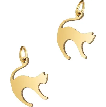 Materiál na výrobu šperku Přívěsek Kočka s kroužkem 18mm Zlacená - 1Ks - 1Ks